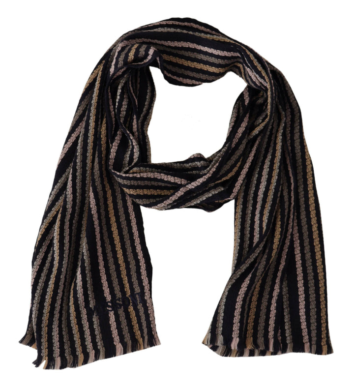 Multicolor Streifen Wolle stricken Fransen Schal Schal