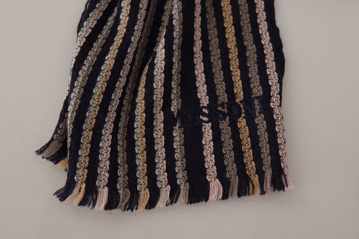 Multicolor Streifen Wolle stricken Fransen Schal Schal