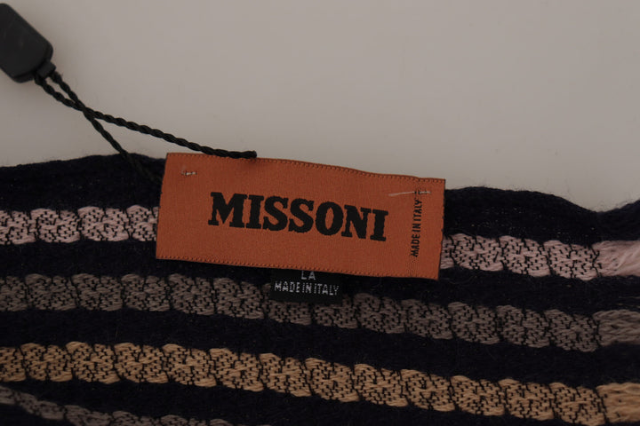 Multicolor Streifen Wolle stricken Fransen Schal Schal