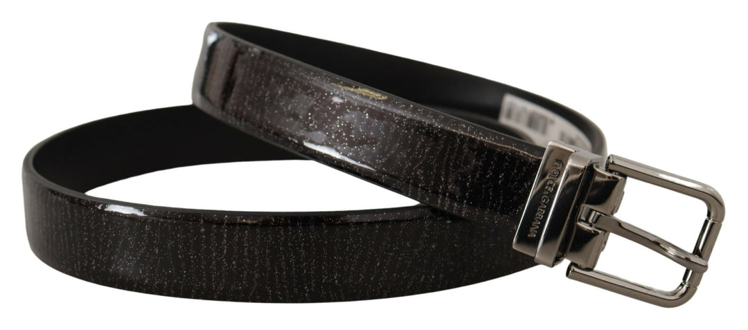 Schwarzes Leder Vernice Metallschnalle Gürtel