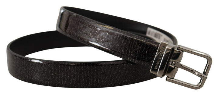 Schwarzes Leder Vernice Metallschnalle Gürtel