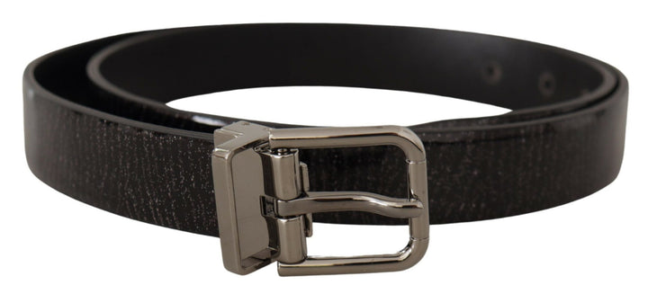 Schwarzes Leder Vernice Metallschnalle Gürtel