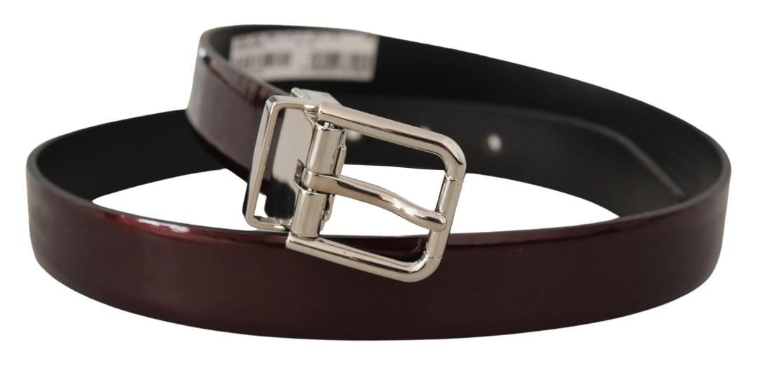 Elegant dark brown patent leather belt