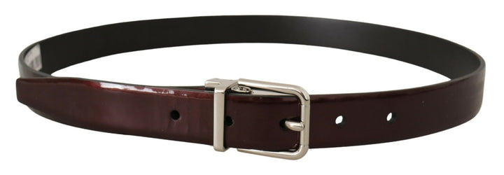 Elegant dark brown patent leather belt
