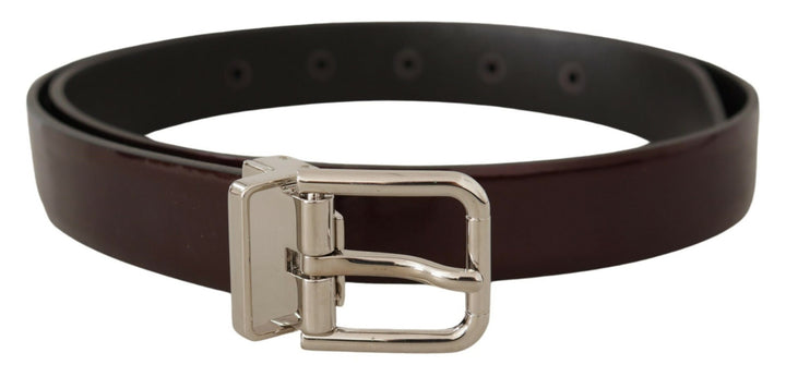 Elegant dark brown patent leather belt