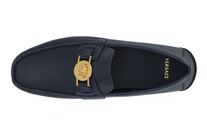 Versace Elegante marineblaue Loafers aus Kalbsleder