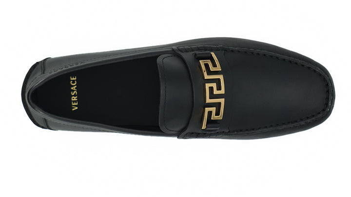 Versace Elegante Herren Loafers aus schwarzem Kalbsleder