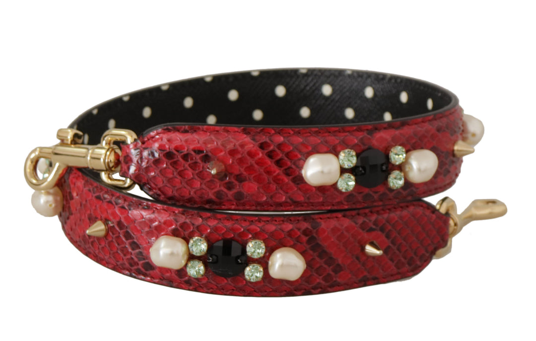 Elegant shoulder strap made of red python leather