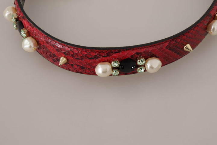 Elegant shoulder strap made of red python leather