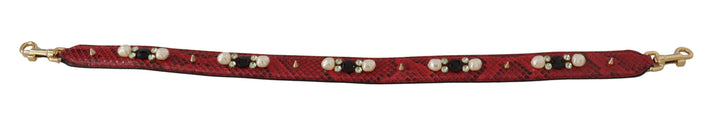 Elegant shoulder strap made of red python leather
