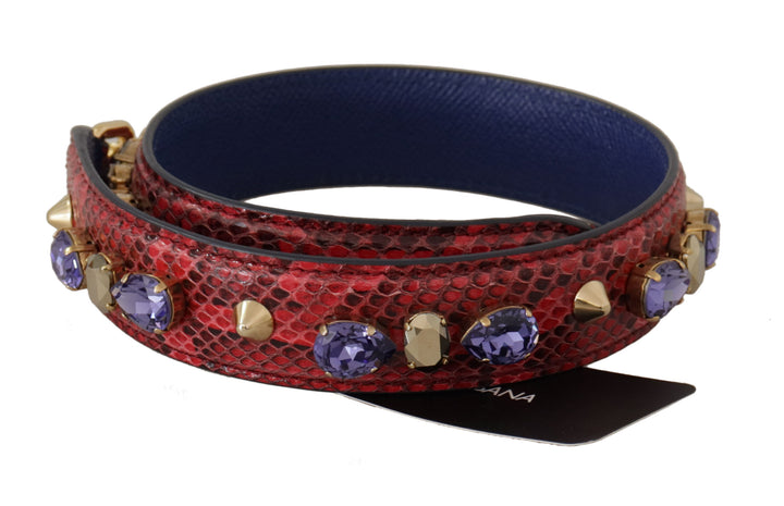 Elegant handbag strap made of red python leather
