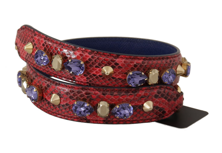 Elegant handbag strap made of red python leather