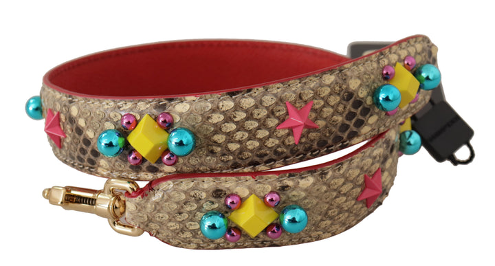 Exquisite beige python leather bag strap