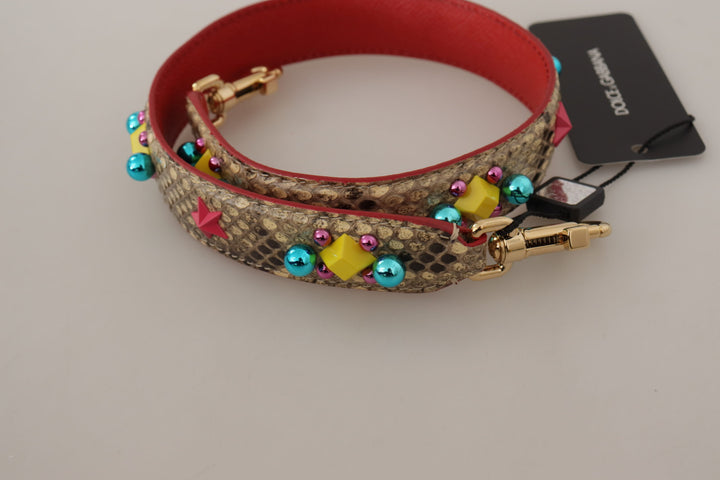 Exquisite beige python leather bag strap