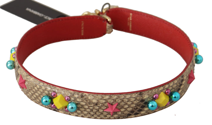 Exquisite beige python leather bag strap