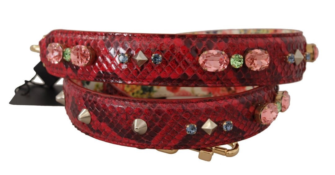 Elegant red python leather bag strap