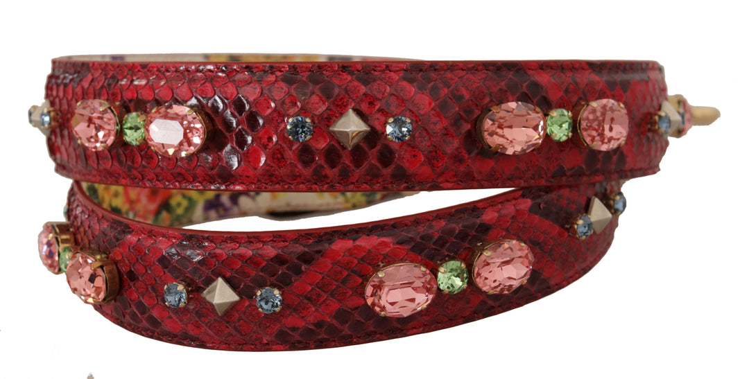 Elegant red python leather bag strap