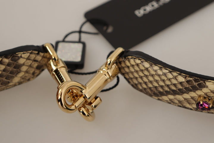 Elegant beige python leather shoulder strap