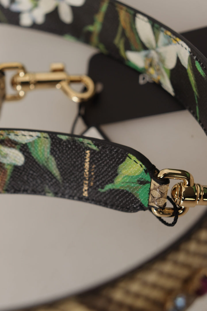 Elegant beige python leather shoulder strap
