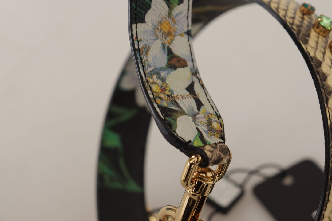 Elegant beige python leather shoulder strap
