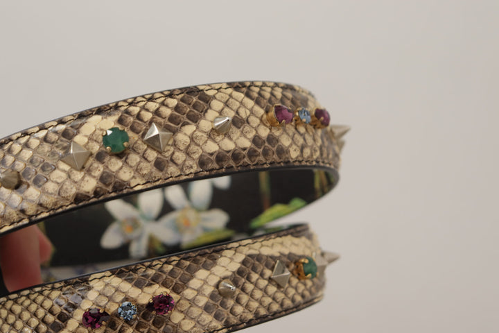 Elegant beige python leather shoulder strap