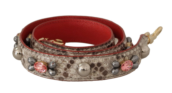 Opulent bag strap made of python leather in beige