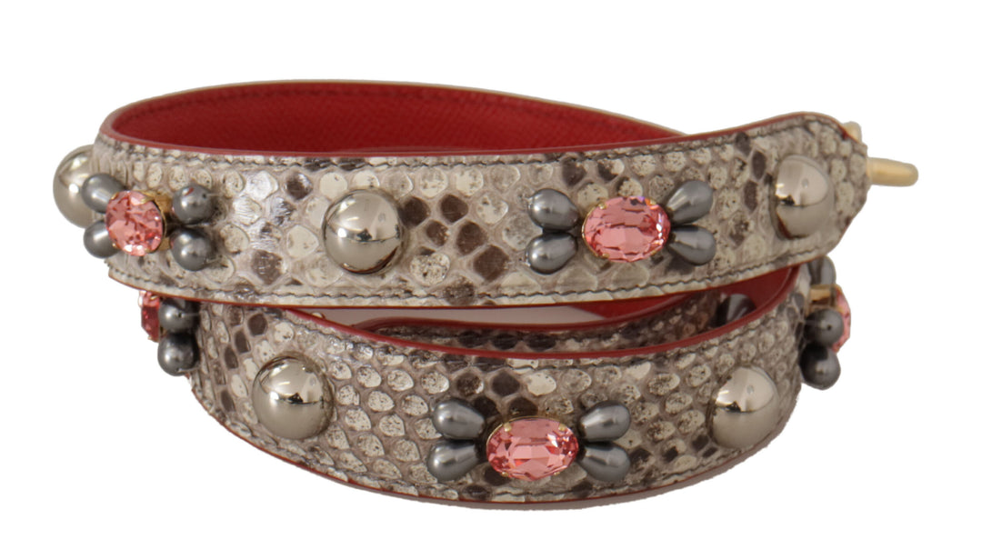 Opulent bag strap made of python leather in beige