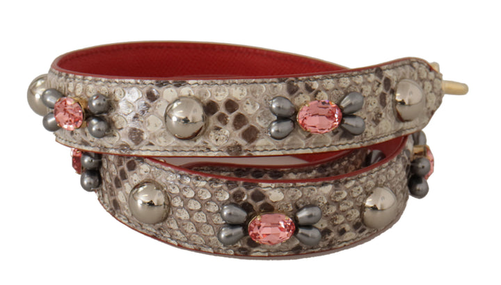Opulent bag strap made of python leather in beige