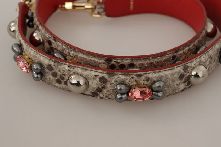 Opulent bag strap made of python leather in beige
