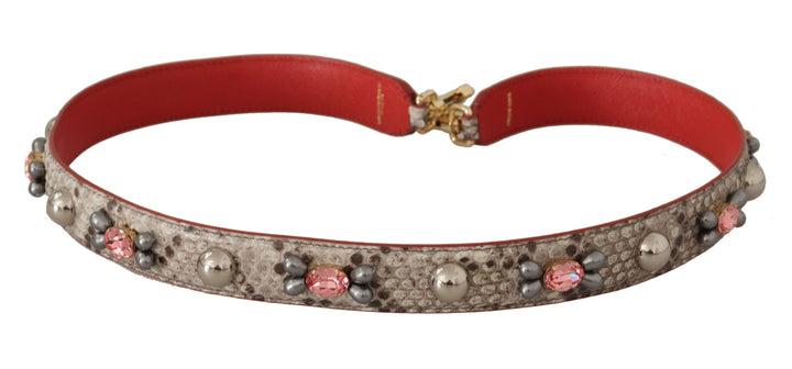 Opulent bag strap made of python leather in beige