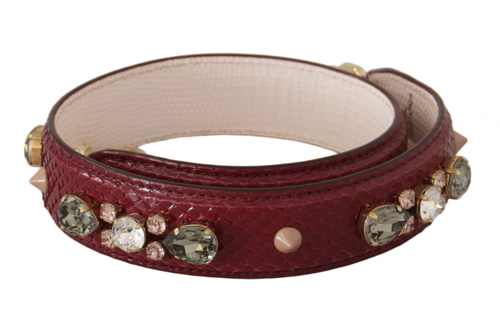 Elegant bag strap made of python leather in Bordeaux