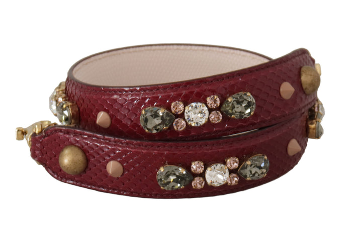 Elegant bag strap made of python leather in Bordeaux