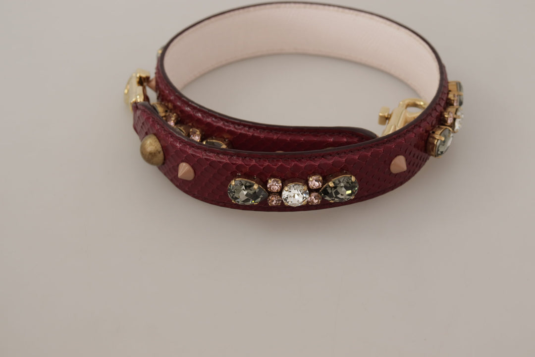 Elegant bag strap made of python leather in Bordeaux