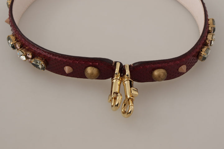 Elegant bag strap made of python leather in Bordeaux