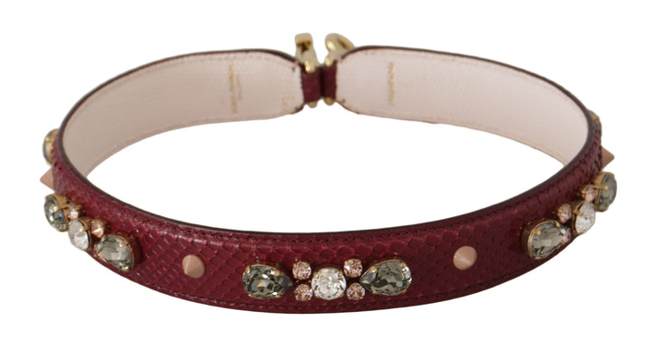 Elegant bag strap made of python leather in Bordeaux