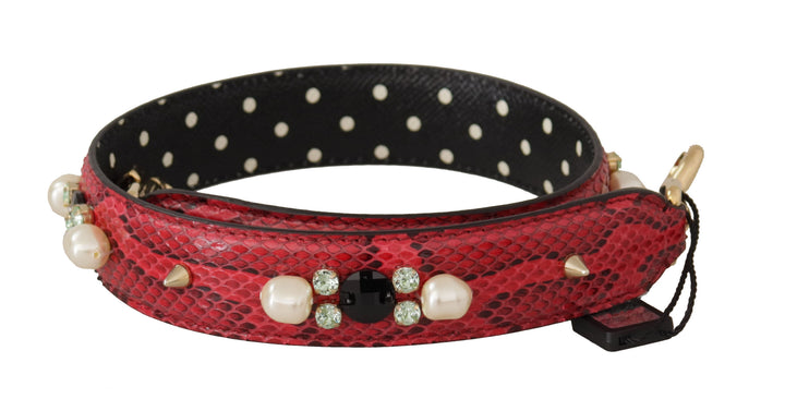 Elegant shoulder strap made of red python leather