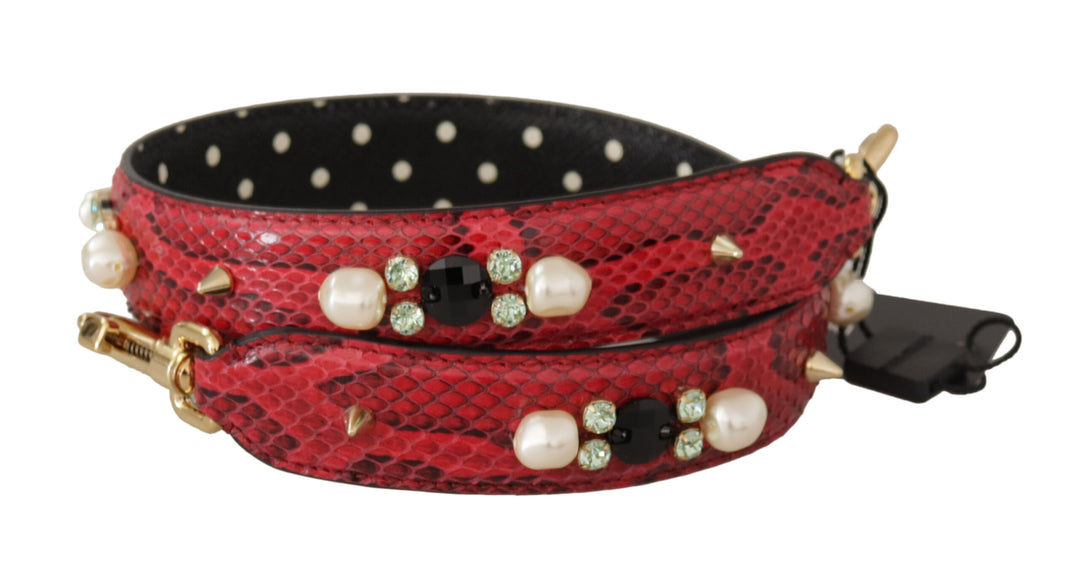 Elegant shoulder strap made of red python leather