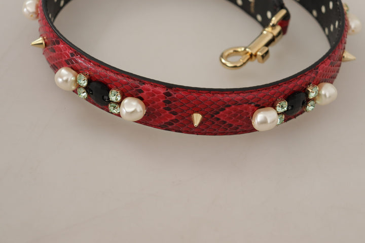 Elegant shoulder strap made of red python leather