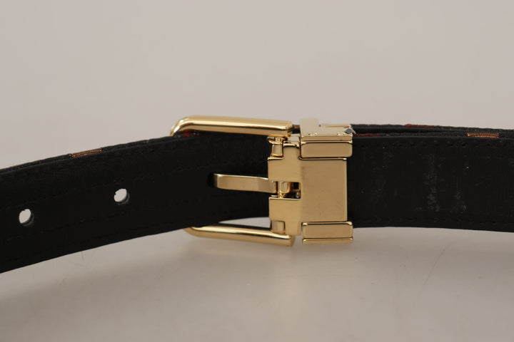 Multicolor leather belt with gold buckle