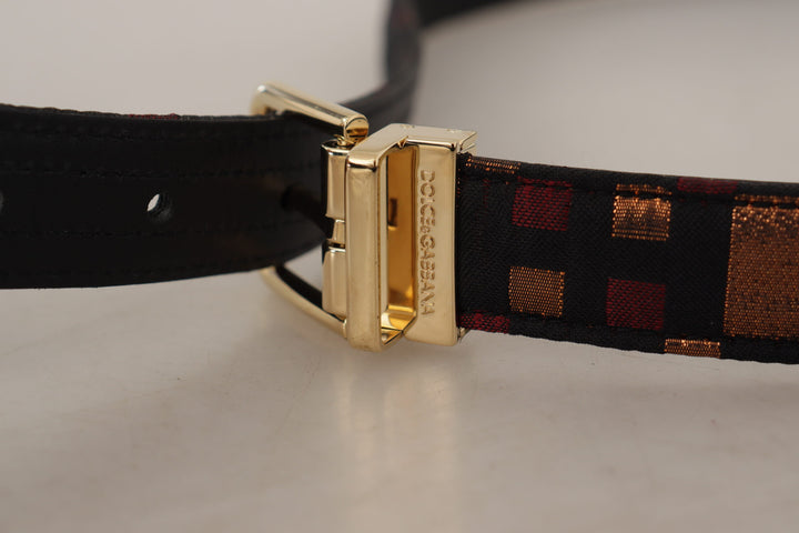 Multicolor leather belt with gold buckle