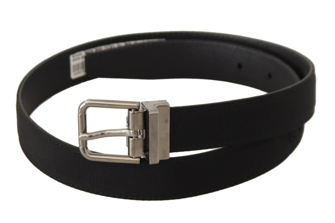 Elegant belt made of black canvas and leather