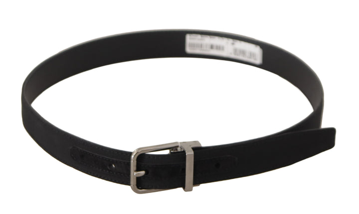 Elegant belt made of black canvas and leather