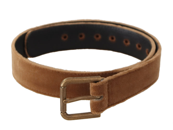 Brauner Samt Bronze Vintage Logo Metallschnalle Gürtel