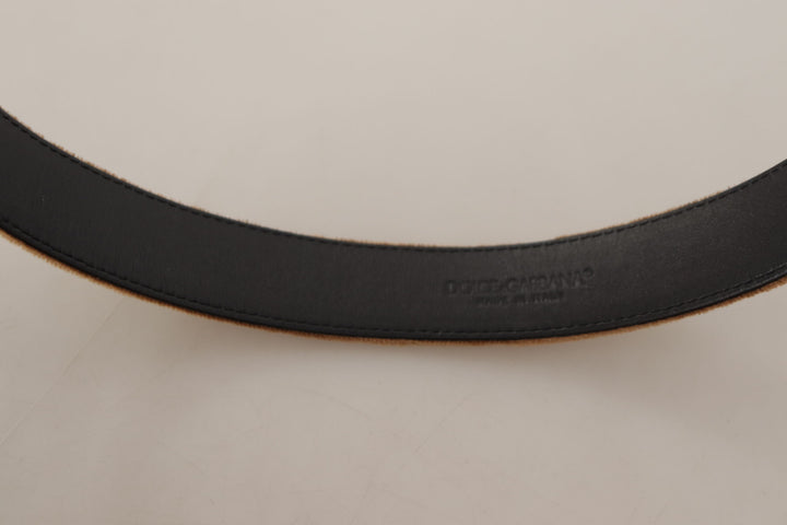 Brauner Samt Bronze Vintage Logo Metallschnalle Gürtel
