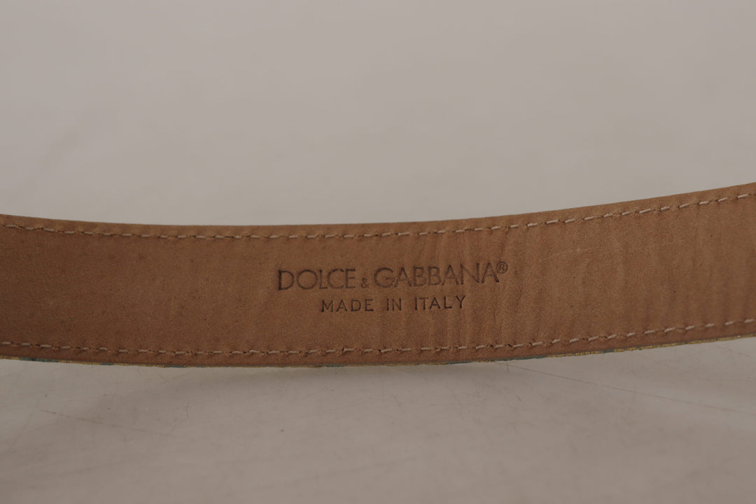 Elegant light blue leather belt with gold buckle