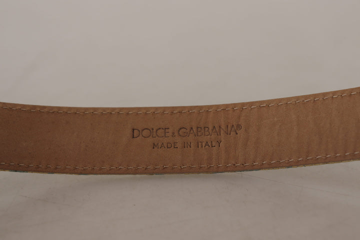 Elegant light blue leather belt with gold buckle