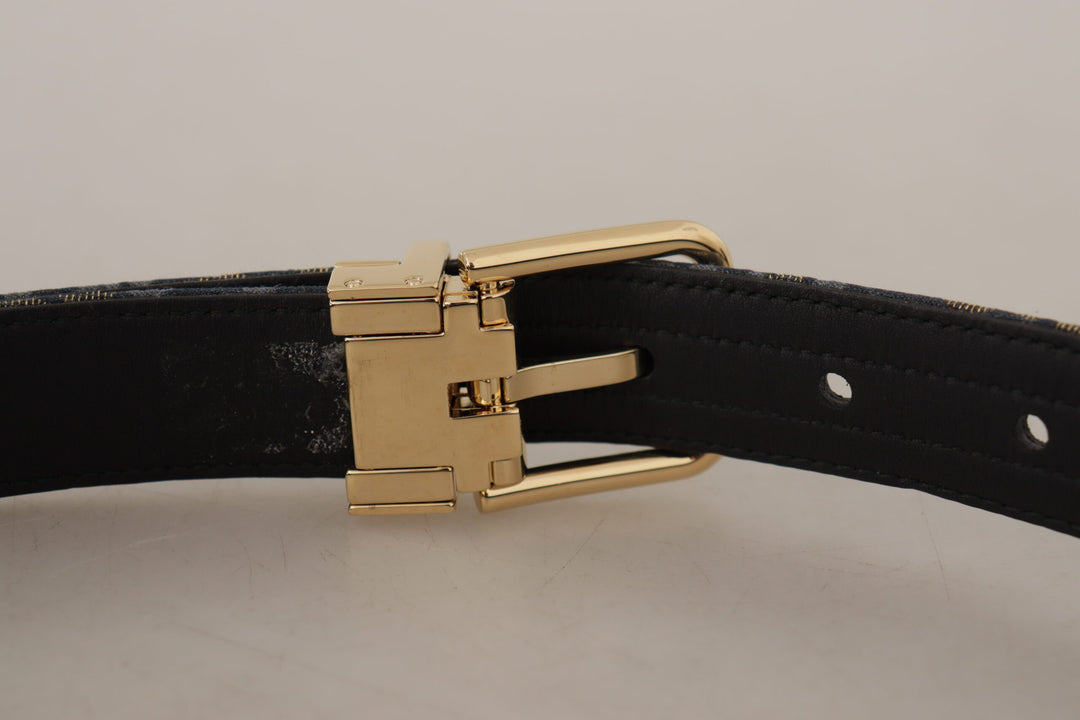 Elegant navy blue leather belt