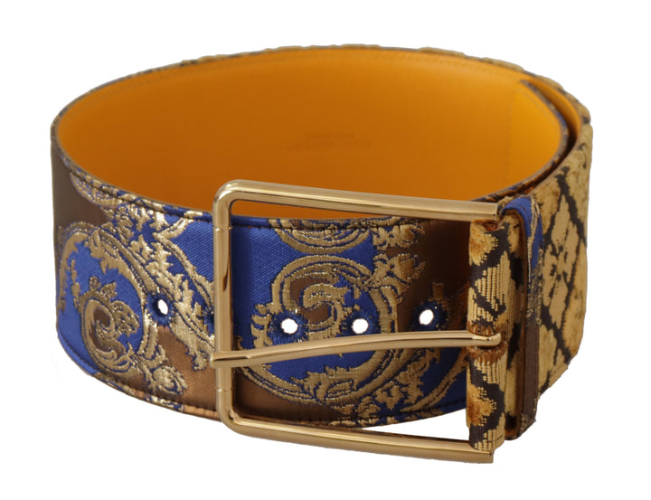 Elegant blue leather belt with metal buckle