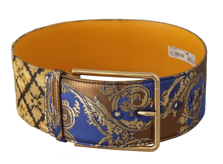 Elegant blue leather belt with metal buckle