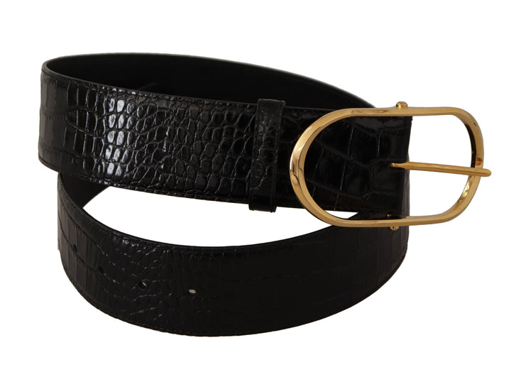 Chic black leather belt with logo